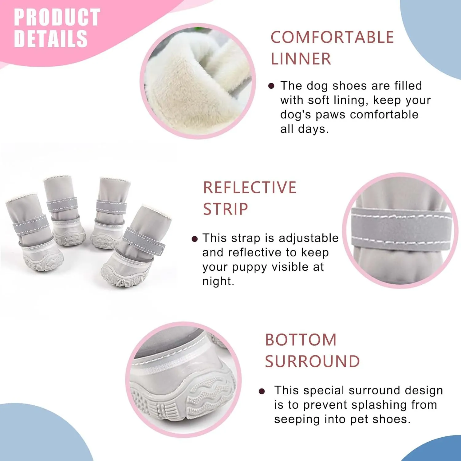 Dog Shoes for Small Dogs, Soft Dog Boots with Rubber Soles for Outdoor Walking Running, Anti-Slip Dog Boots & Paw Protectors, Size 5, Grey