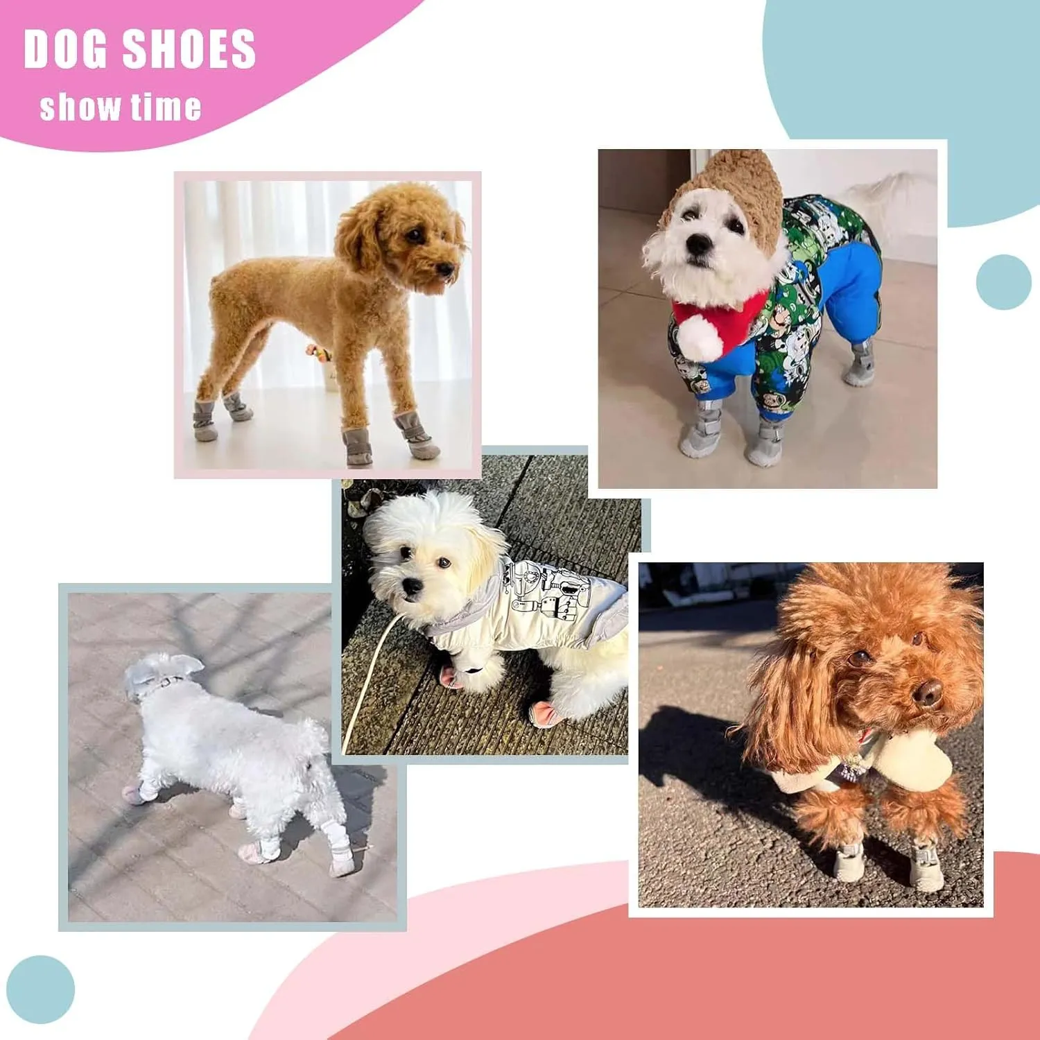 Dog Shoes for Small Dogs, Soft Dog Boots with Rubber Soles for Outdoor Walking Running, Anti-Slip Dog Boots & Paw Protectors, Size 5, Grey