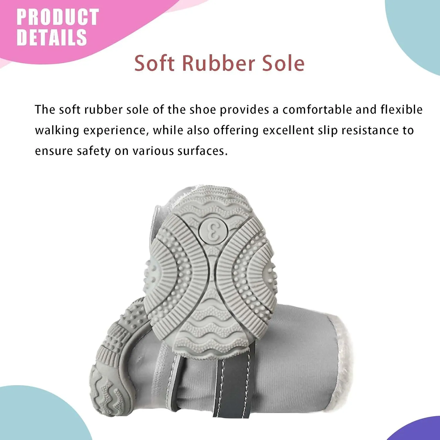Dog Shoes for Small Dogs, Soft Dog Boots with Rubber Soles for Outdoor Walking Running, Anti-Slip Dog Boots & Paw Protectors, Size 5, Grey