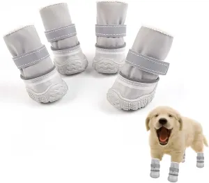 Dog Shoes for Small Dogs, Soft Dog Boots with Rubber Soles for Outdoor Walking Running, Anti-Slip Dog Boots & Paw Protectors, Size 5, Grey