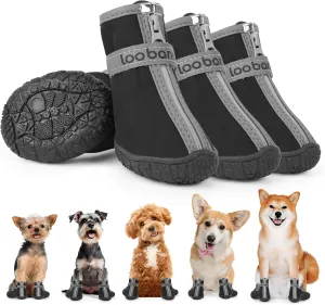Dog Shoes Small Size Dogs - Dog Boots & Paw Protectors for Hot Pavement Winter Rain Snow, Waterproof Dog Booties with Reflective Strap for Outdoor Hiking Walking Running Training Size 5