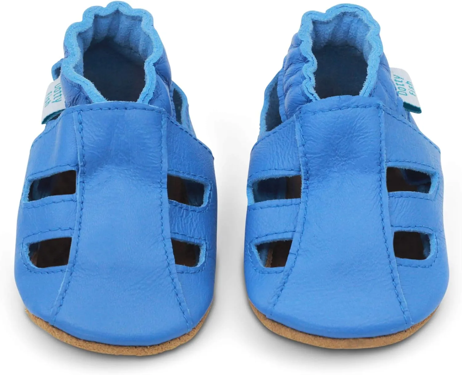 Dotty Fish Infant and Toddler Soft Leather Sandals – Barefoot-Friendly, Non-Slip Suede Sole, Podiatrist Recommended, Breathable Baby-Safe Leather, British Brand – Fits 0–4 Years
