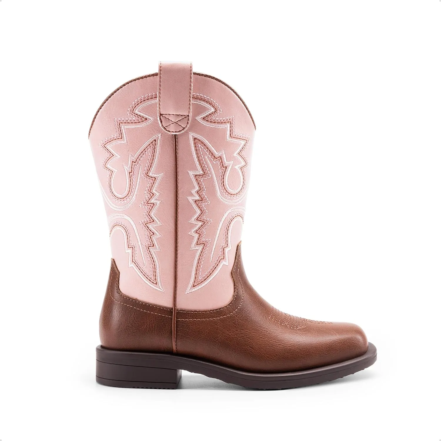 DREAM PAIRS Boys Girls Cowboy Boots Kids Western Square Toe Riding Boots