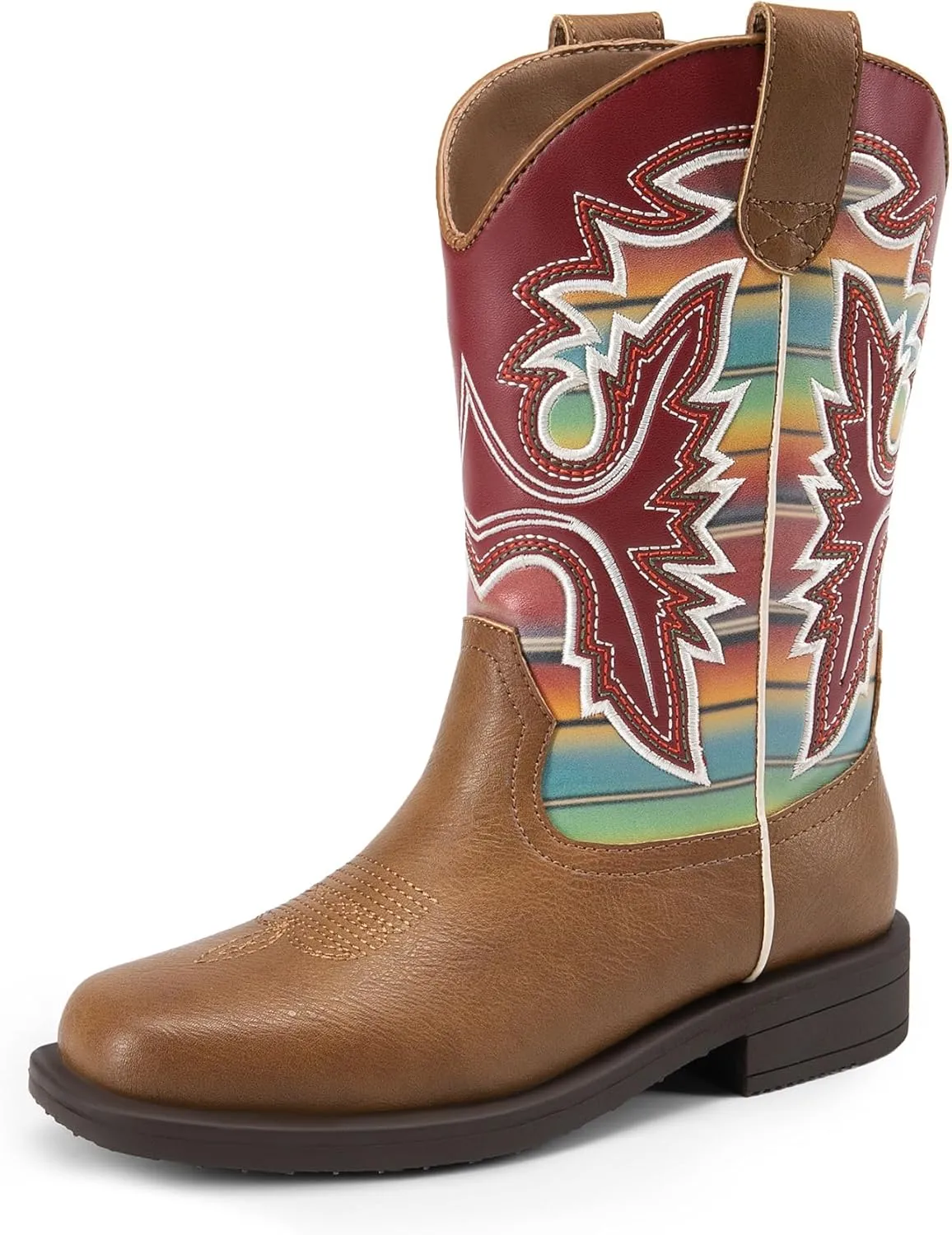 DREAM PAIRS Boys Girls Cowboy Boots Kids Western Square Toe Riding Boots
