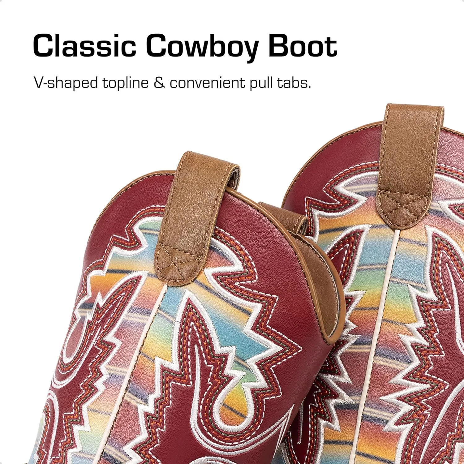 DREAM PAIRS Boys Girls Cowboy Boots Kids Western Square Toe Riding Boots