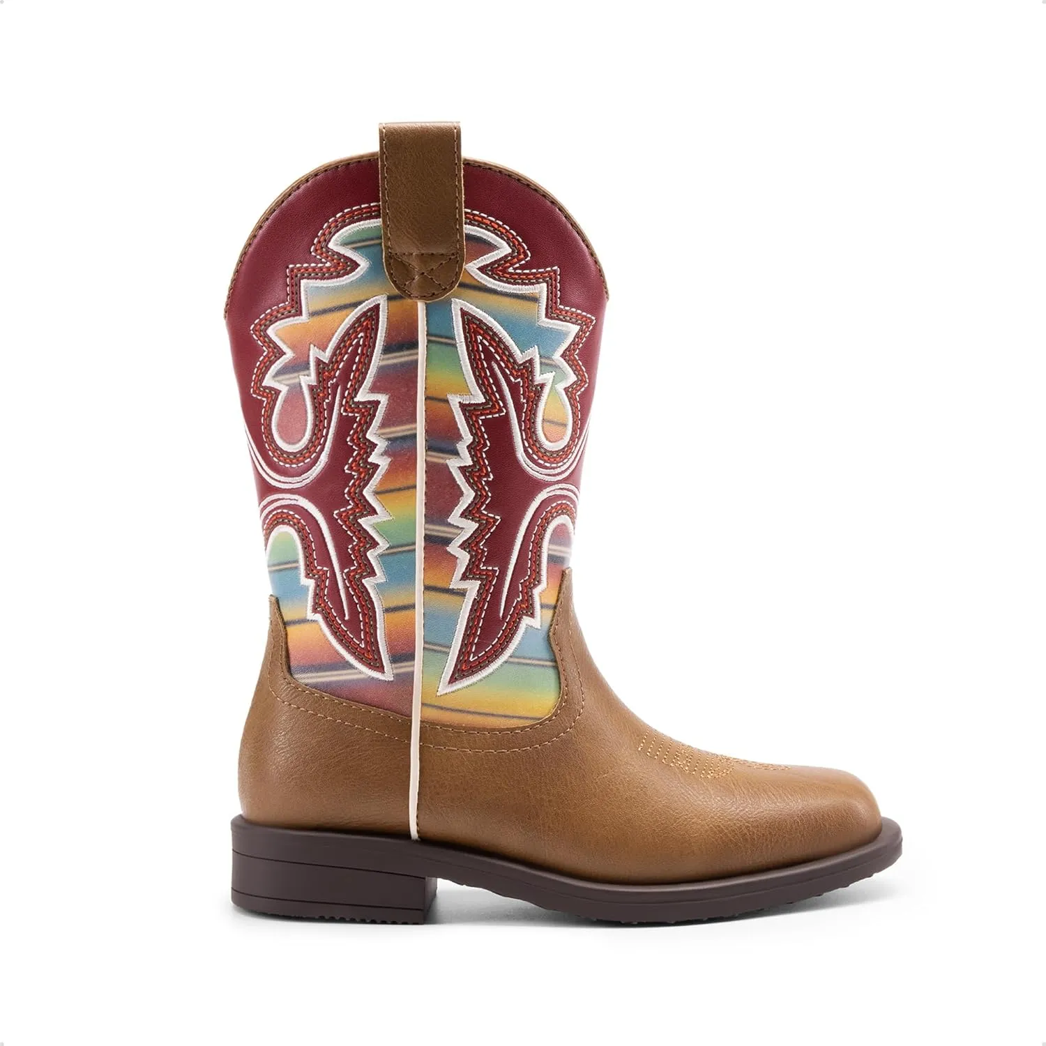 DREAM PAIRS Boys Girls Cowboy Boots Kids Western Square Toe Riding Boots
