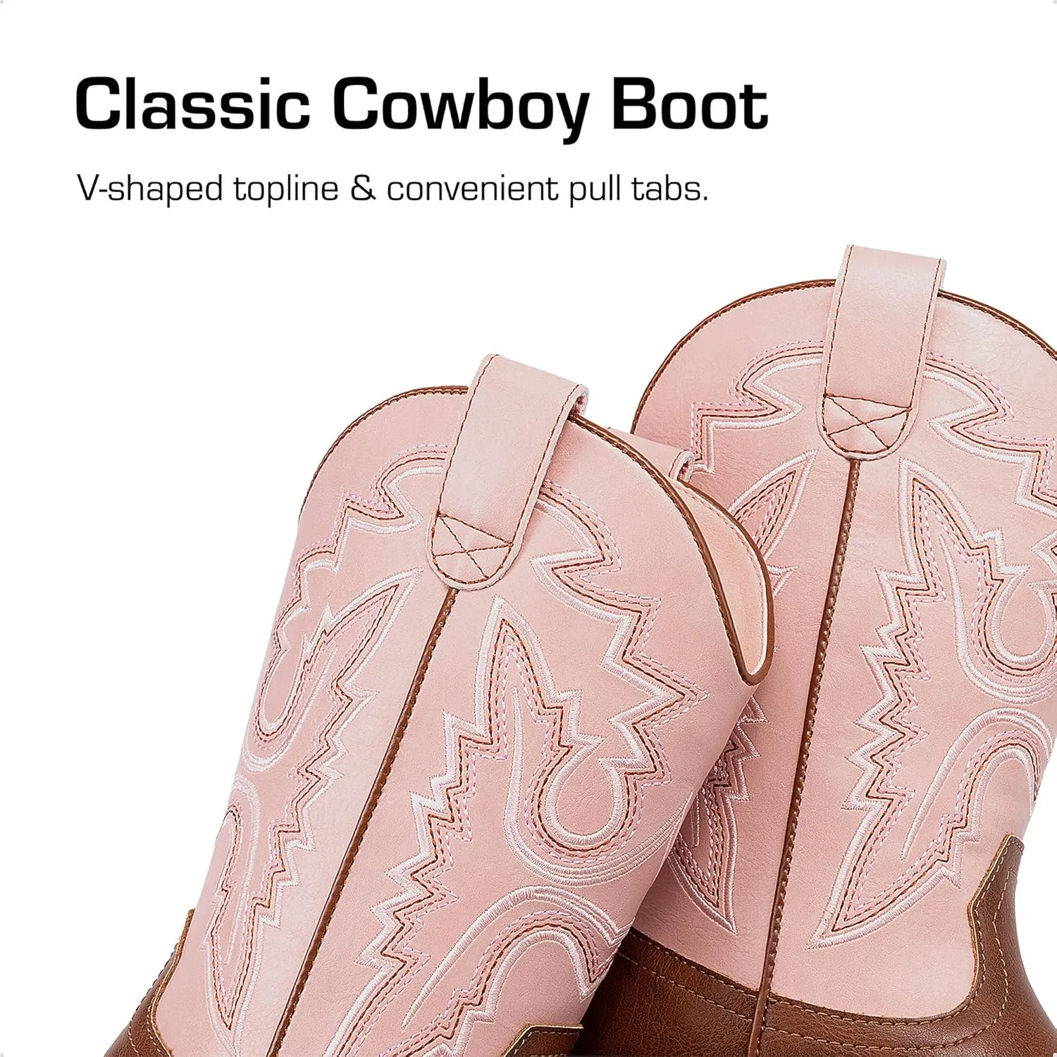 DREAM PAIRS Boys Girls Cowboy Boots Kids Western Square Toe Riding Boots