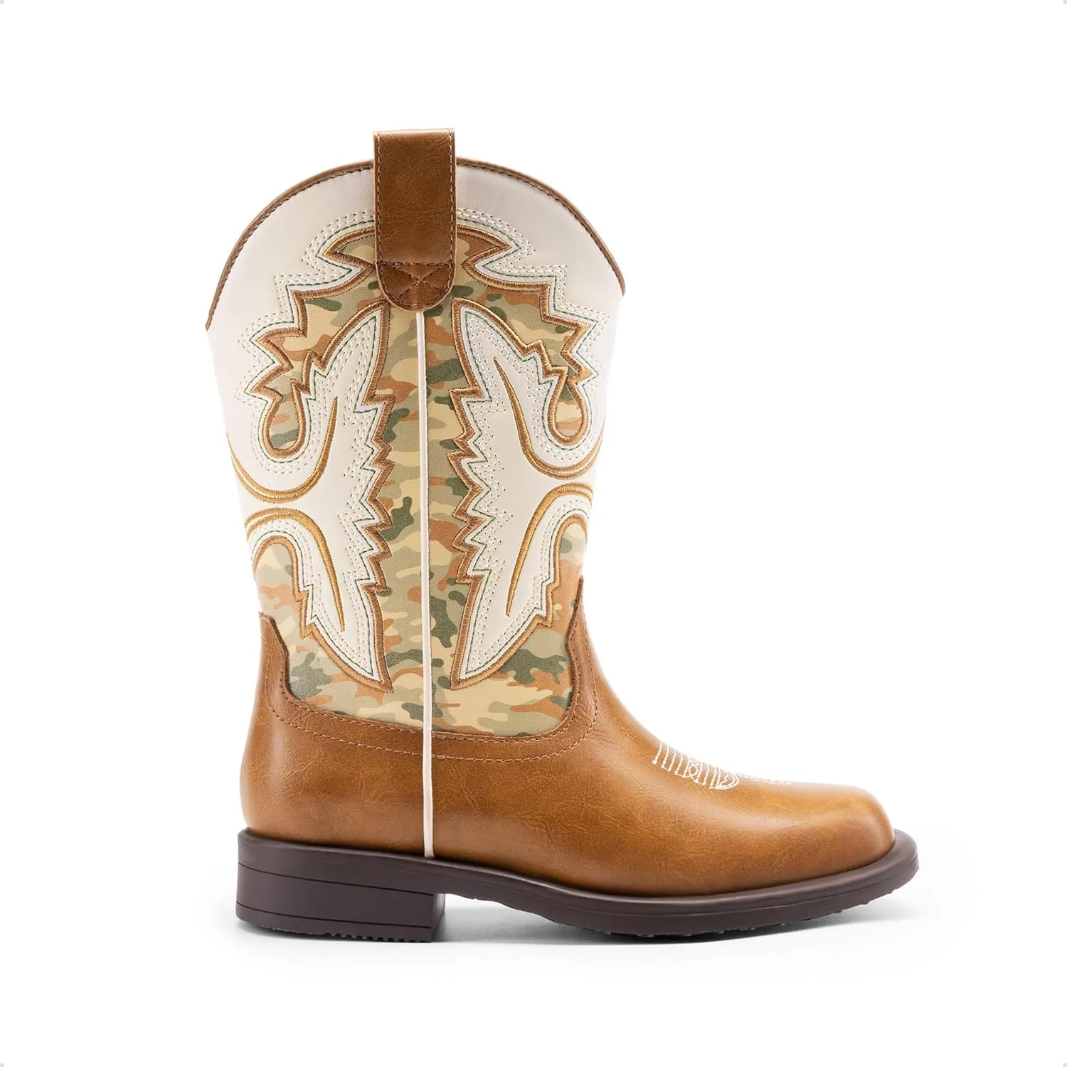 DREAM PAIRS Boys Girls Cowboy Boots Kids Western Square Toe Riding Boots