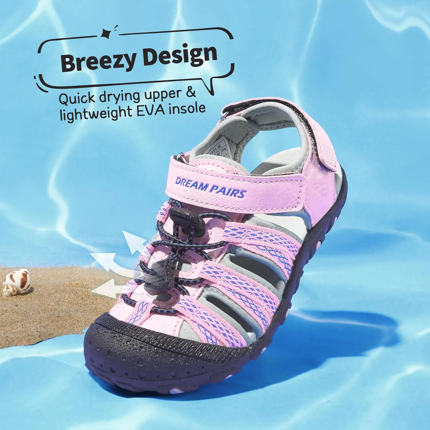 DREAM PAIRS Boys Girls Summer Outdoor Athletic Sport Sandals Hiking Beach Casual Closed Toe Adjustable Multicolor for Toddler/Little/Big Kids