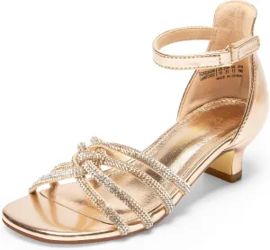DREAM PAIRS Girls Dress Shoes Sandals Low Heels Ankle Strap Flower Wedding Party Shoes for Little Kid/Big Kid