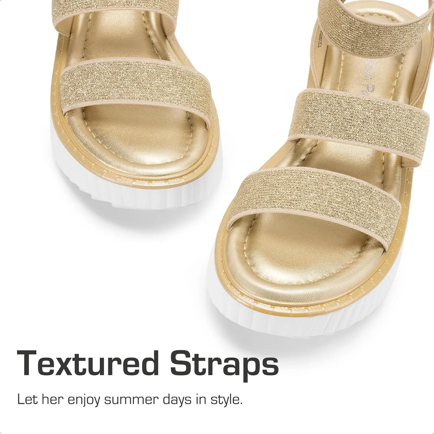 DREAM PAIRS Girls Flatform Wedge Open Toe Platform Summer Sandals with Buckle Ankle Strap for Little Kid/Big Kid