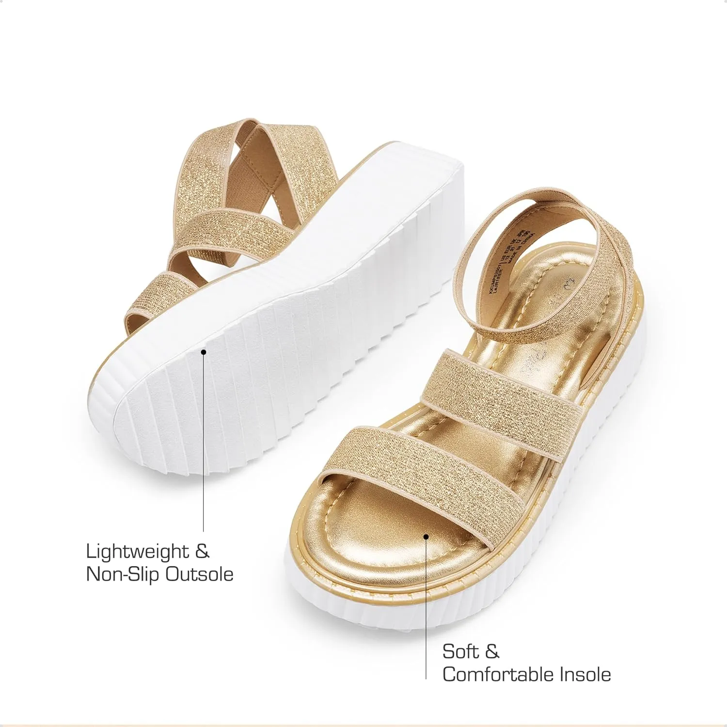 DREAM PAIRS Girls Flatform Wedge Open Toe Platform Summer Sandals with Buckle Ankle Strap for Little Kid/Big Kid