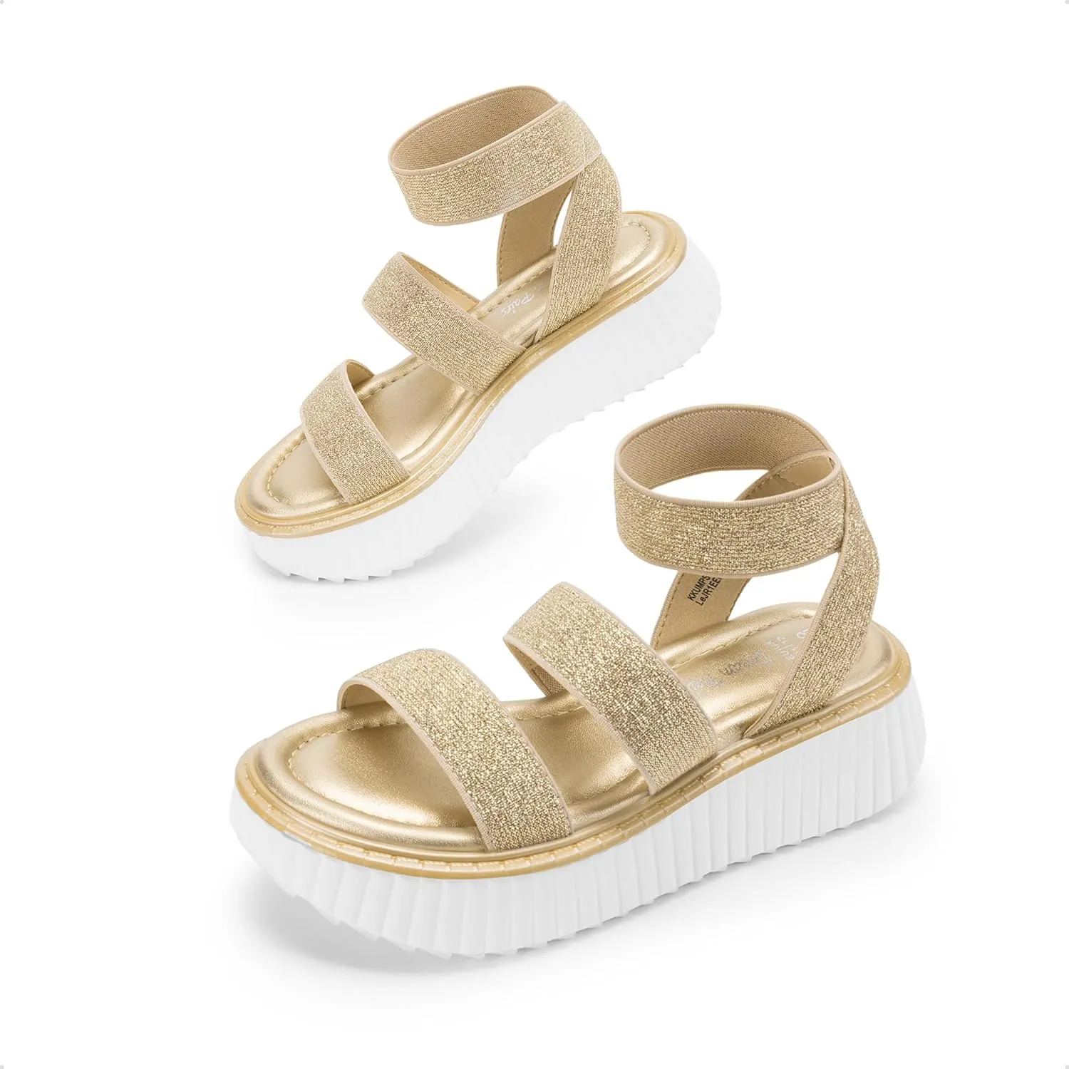DREAM PAIRS Girls Flatform Wedge Open Toe Platform Summer Sandals with Buckle Ankle Strap for Little Kid/Big Kid
