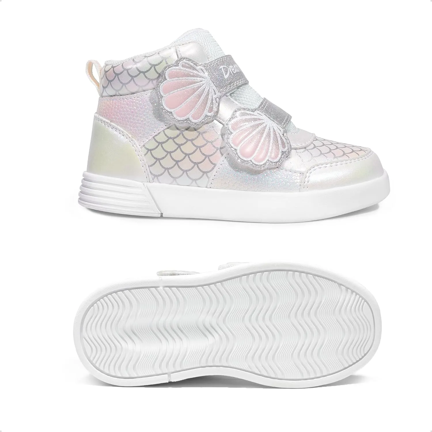 DREAM PAIRS Girls Shoes Toddler Sneakers Kids High Top Shoes with Hook and Loop Storybook Casual Walking Shoes