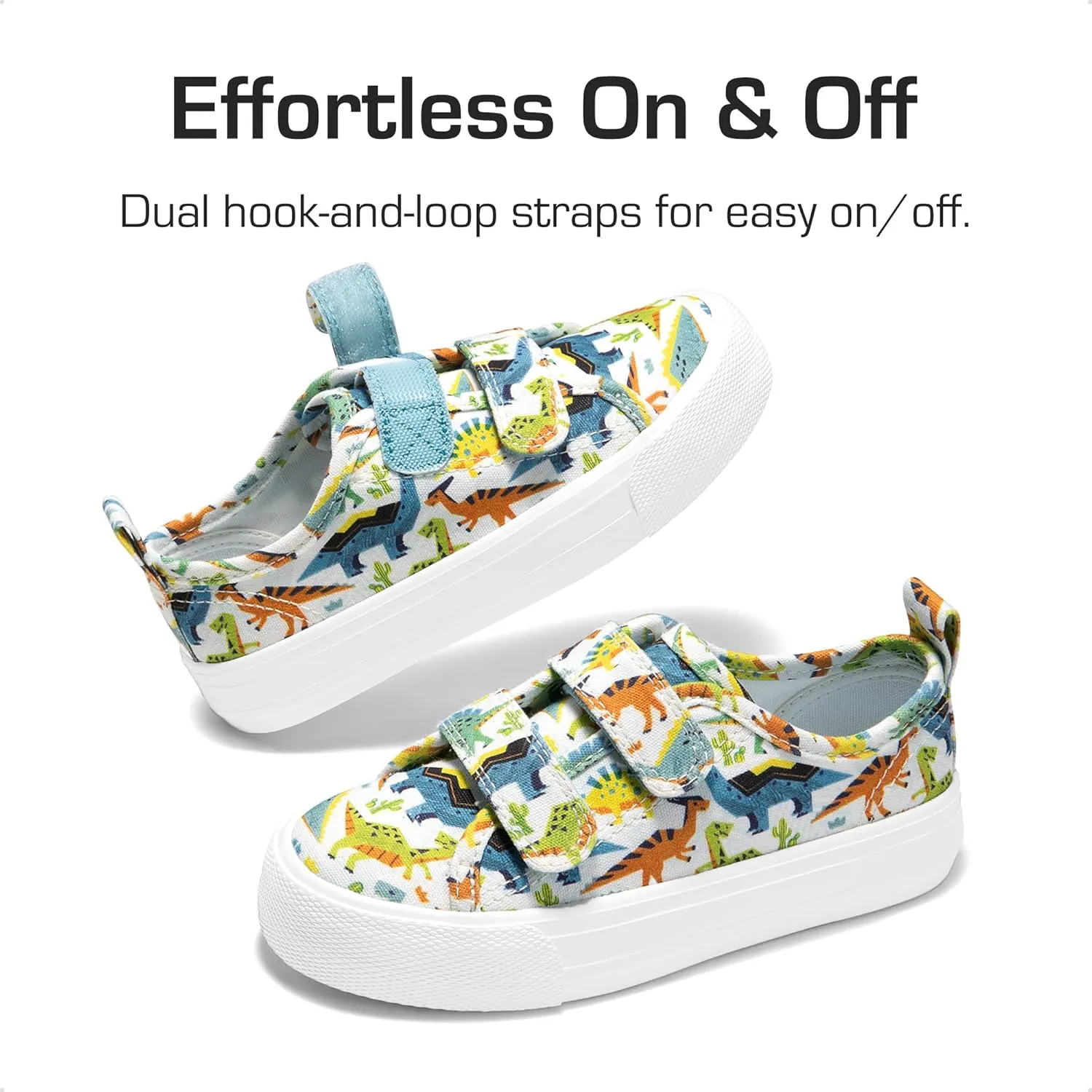 DREAM PAIRS Kid Toddler Sneakers Boys Girls Canvas with Cartoon Dual Hook and Loops for School Walking