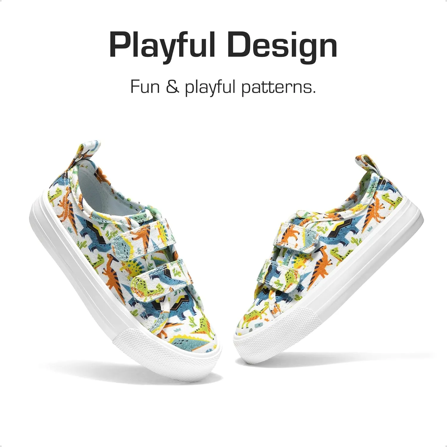 DREAM PAIRS Kid Toddler Sneakers Boys Girls Canvas with Cartoon Dual Hook and Loops for School Walking