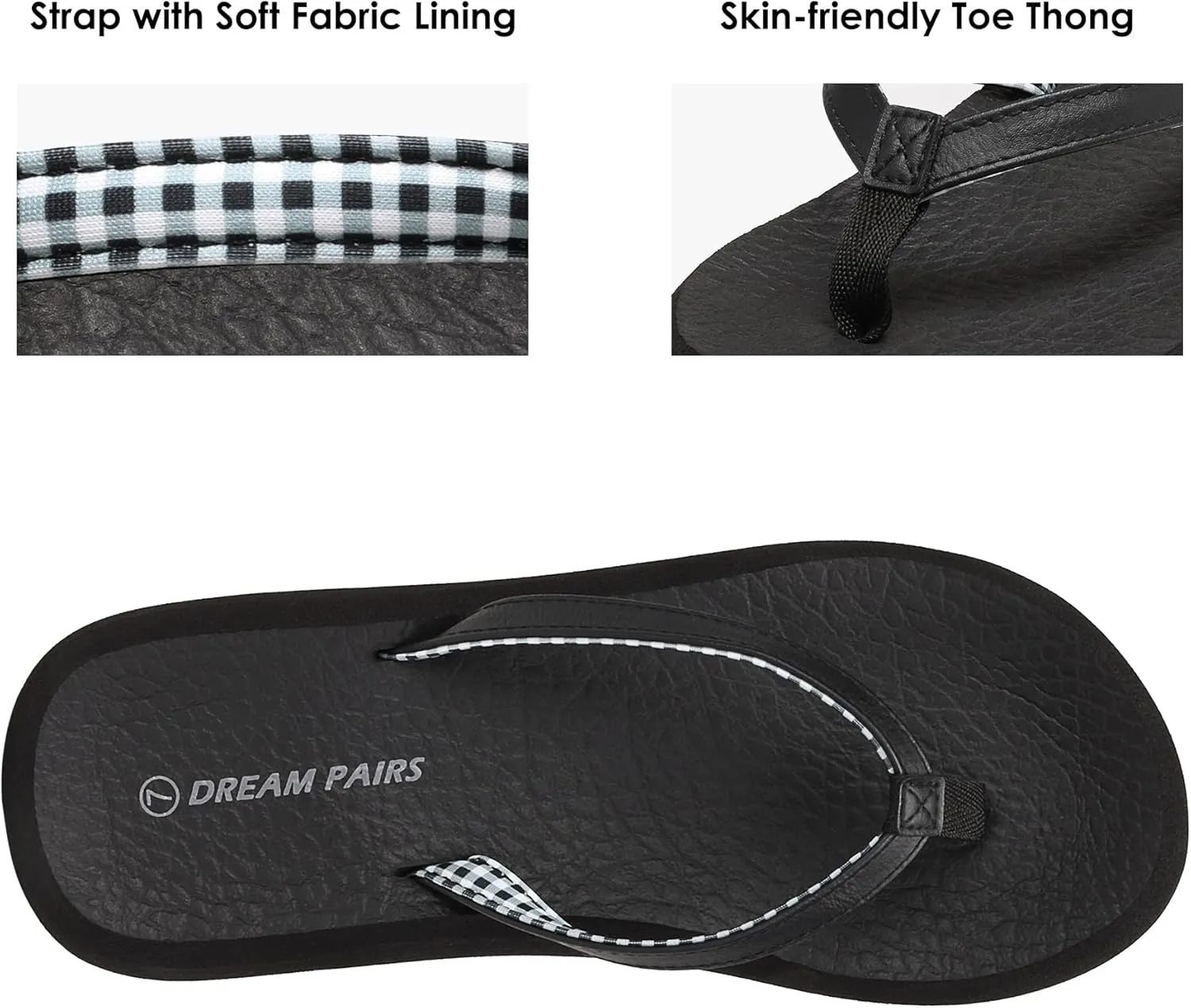 DREAM PAIRS Women's Arch Support Flip Flops Comfortable Soft Cushion Summer Beach Thong Sandals