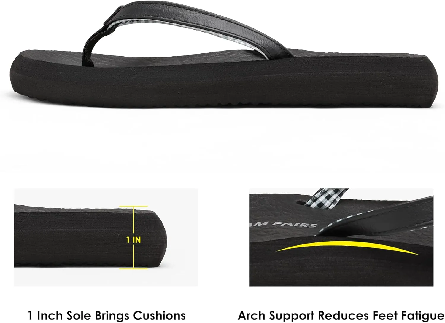 DREAM PAIRS Women's Arch Support Flip Flops Comfortable Soft Cushion Summer Beach Thong Sandals