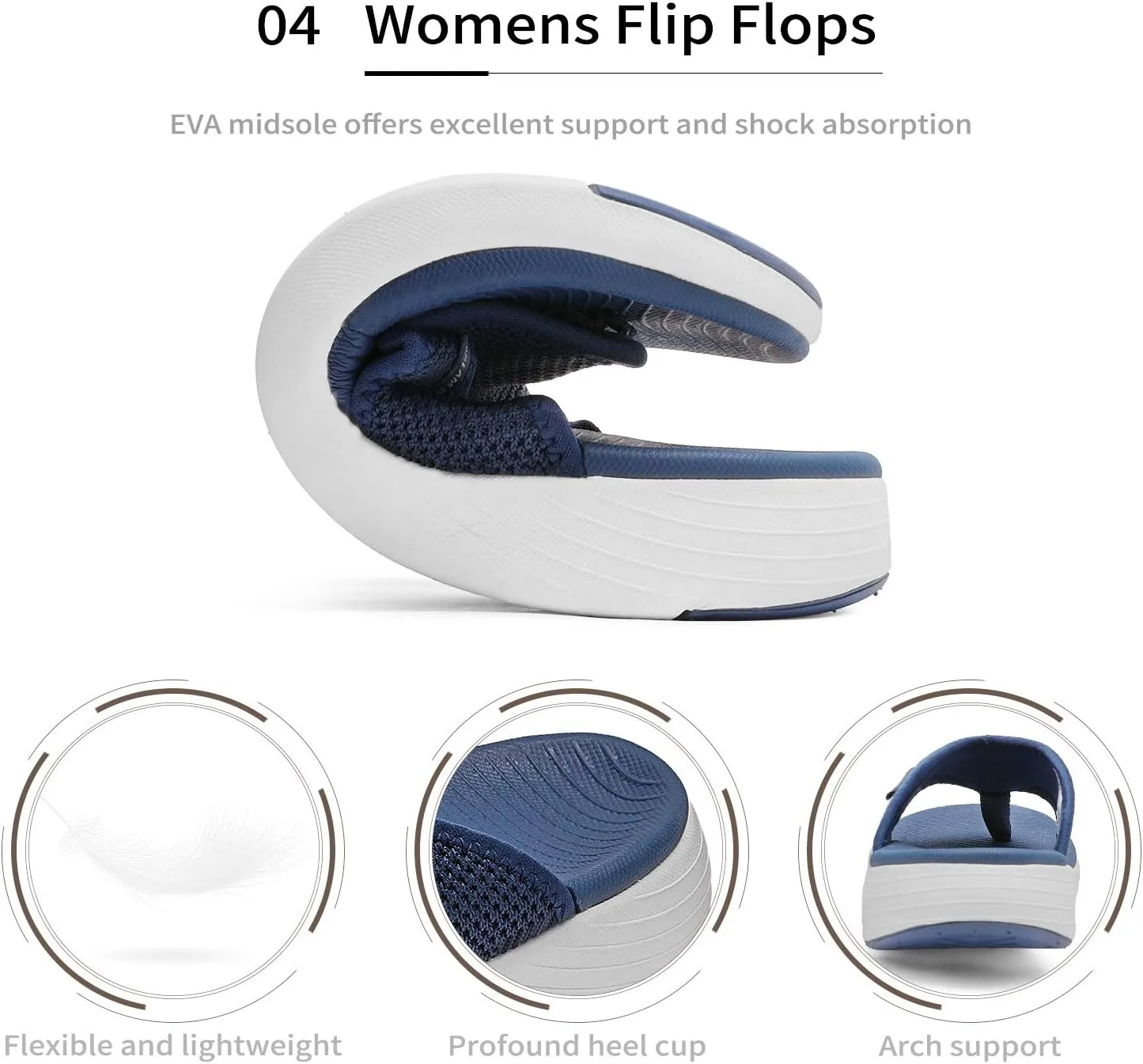 DREAM PAIRS Women's Arch Support Soft Cushion Flip Flops Thong Sandals