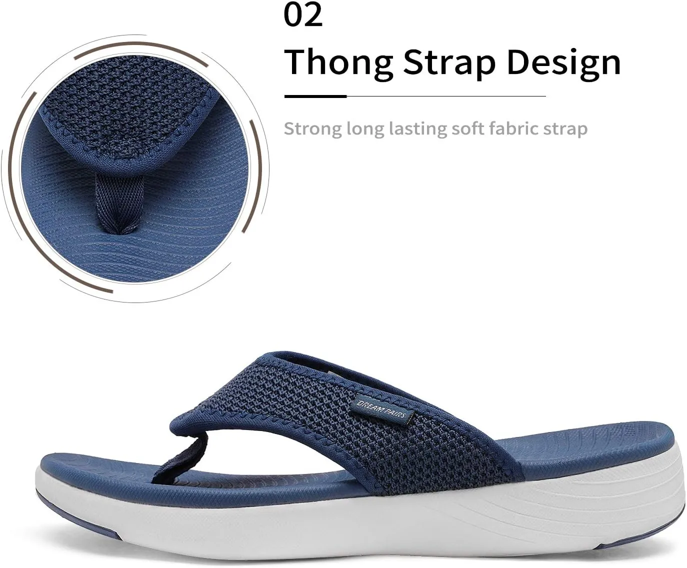 DREAM PAIRS Women's Arch Support Soft Cushion Flip Flops Thong Sandals