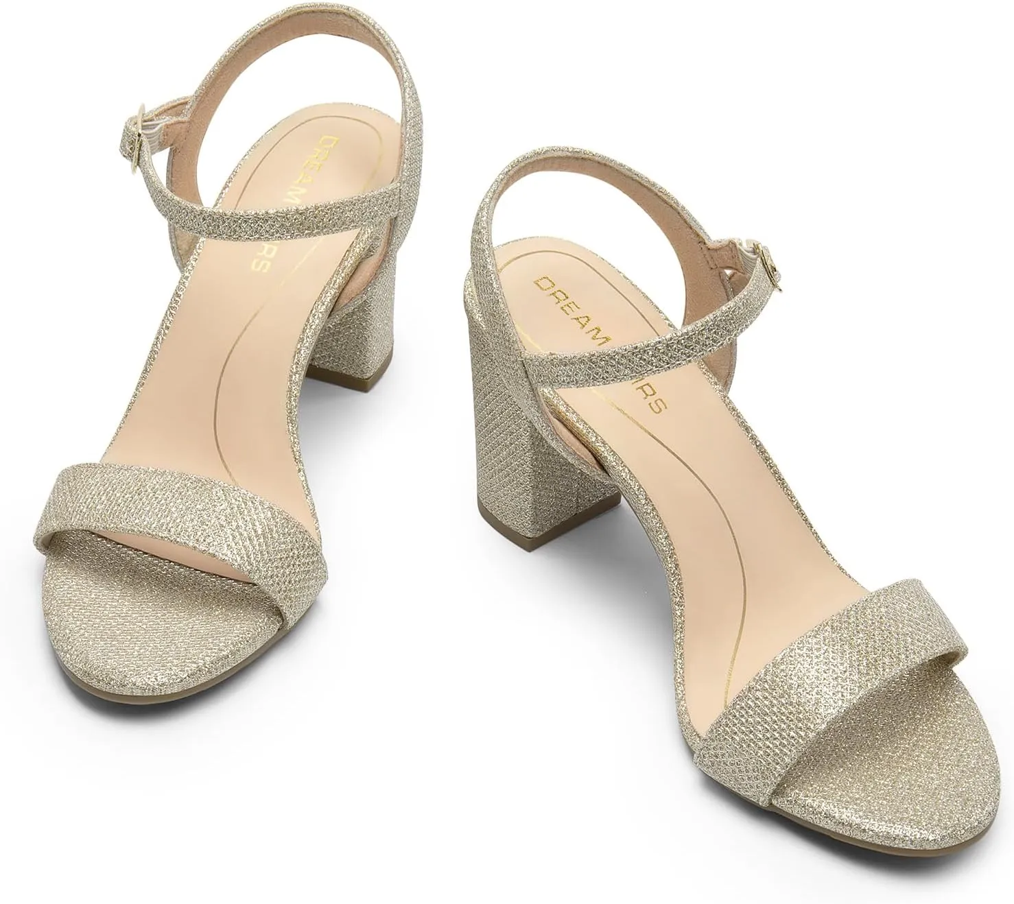 DREAM PAIRS Women's Chunky Heels Block Round Open Toe Ankle Strap Heel Fashion Wedding Party Comfort Dress Sandals Shoes