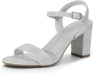 DREAM PAIRS Women's Chunky Heels Block Round Open Toe Ankle Strap Heel Fashion Wedding Party Comfort Dress Sandals Shoes
