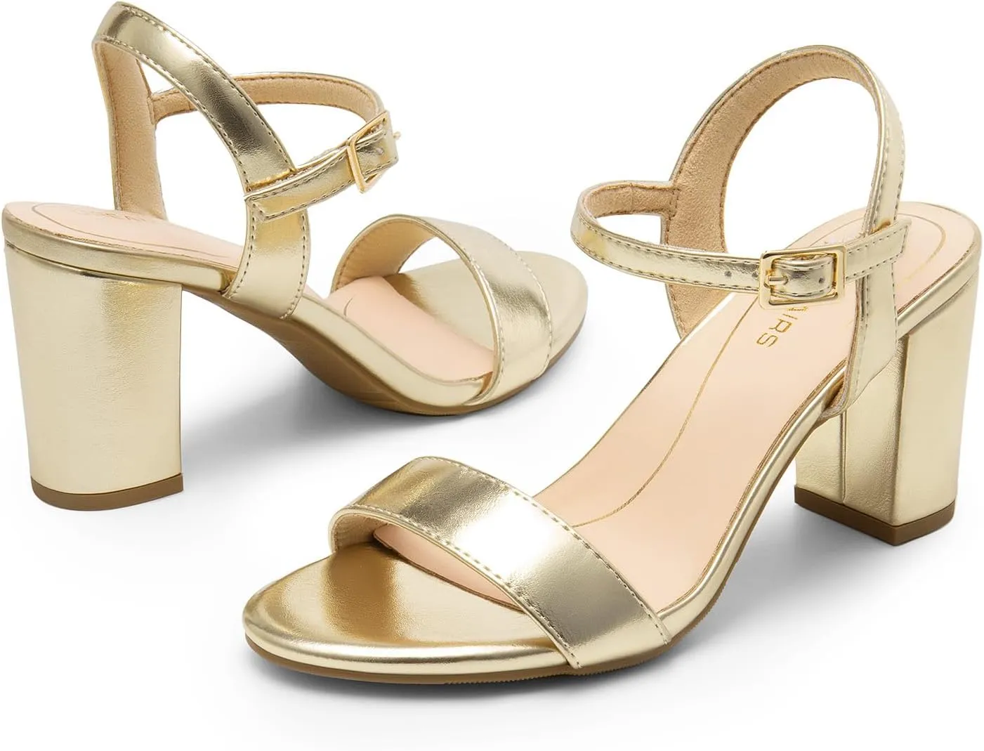 DREAM PAIRS Women's Chunky Heels Block Round Open Toe Ankle Strap Heel Fashion Wedding Party Comfort Dress Sandals Shoes