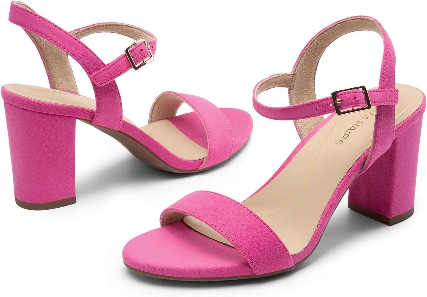 DREAM PAIRS Women's Chunky Heels Block Round Open Toe Ankle Strap Heel Fashion Wedding Party Comfort Dress Sandals Shoes
