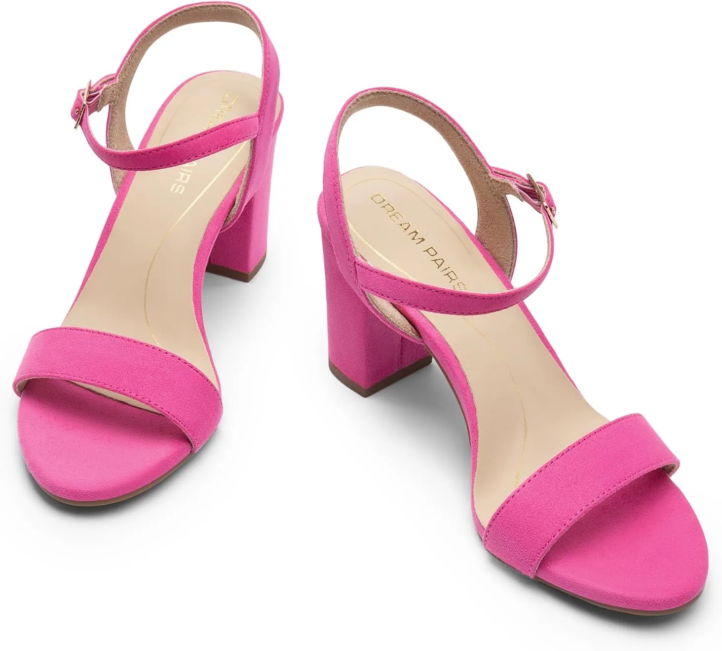 DREAM PAIRS Women's Chunky Heels Block Round Open Toe Ankle Strap Heel Fashion Wedding Party Comfort Dress Sandals Shoes