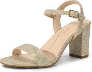 DREAM PAIRS Women's Chunky Heels Block Round Open Toe Ankle Strap Heel Fashion Wedding Party Comfort Dress Sandals Shoes