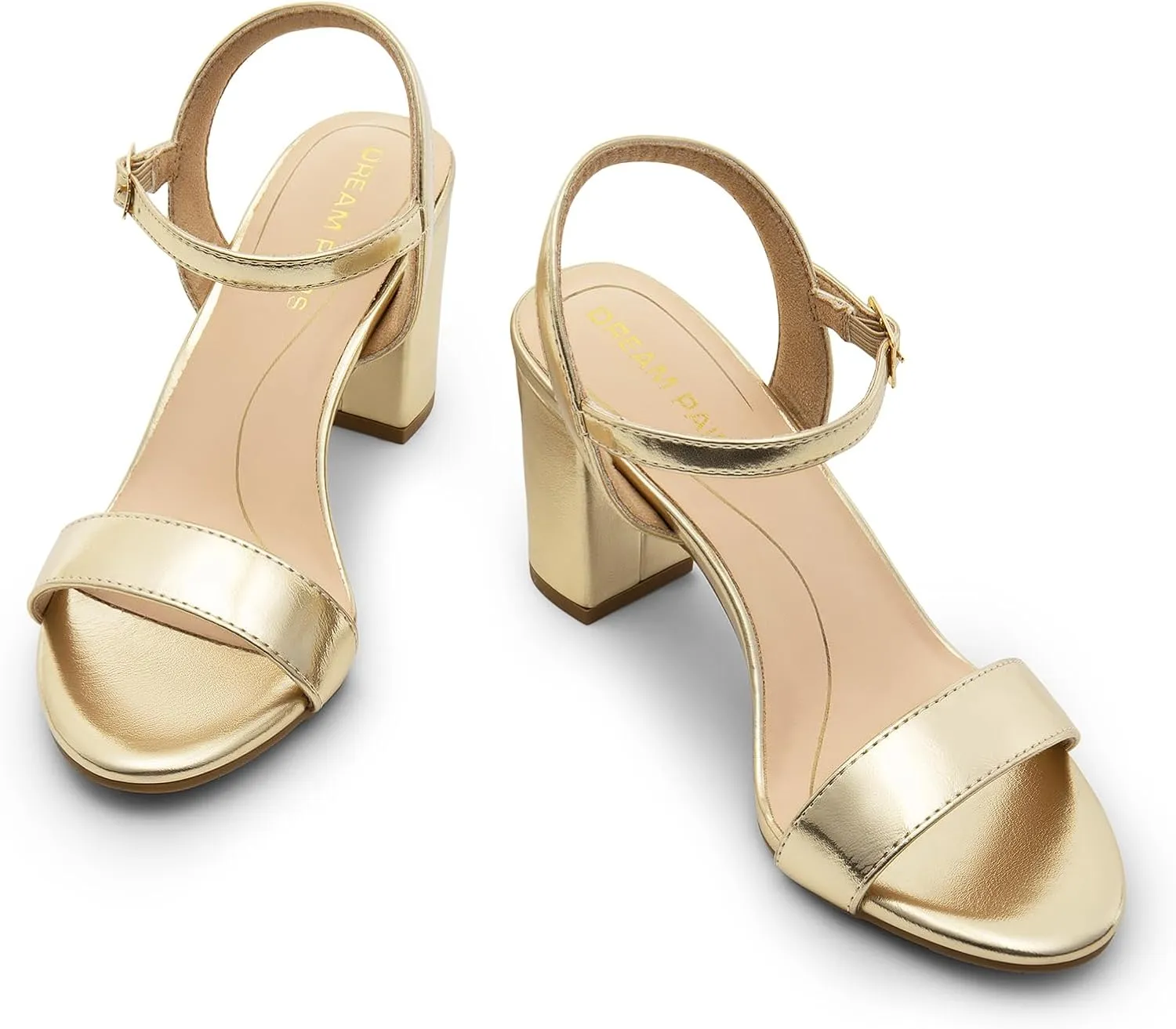 DREAM PAIRS Women's Chunky Heels Block Round Open Toe Ankle Strap Heel Fashion Wedding Party Comfort Dress Sandals Shoes