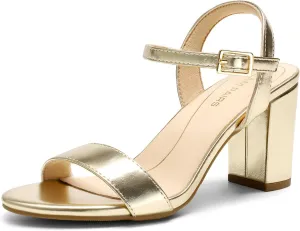 DREAM PAIRS Women's Chunky Heels Block Round Open Toe Ankle Strap Heel Fashion Wedding Party Comfort Dress Sandals Shoes