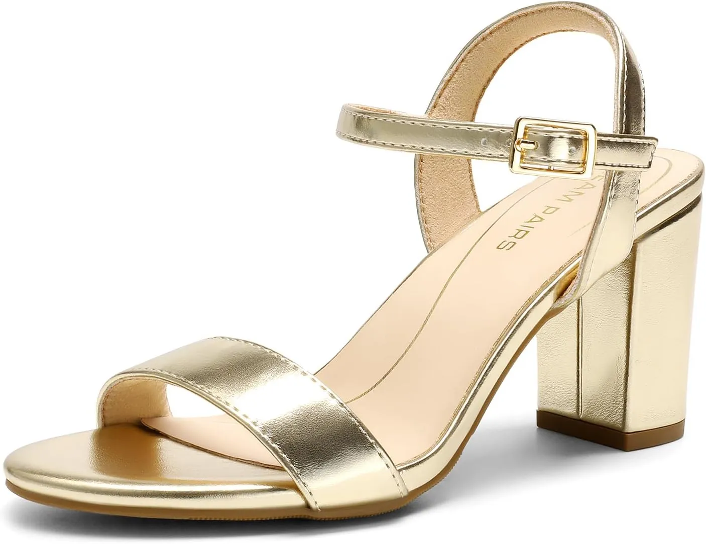 DREAM PAIRS Women's Chunky Heels Block Round Open Toe Ankle Strap Heel Fashion Wedding Party Comfort Dress Sandals Shoes