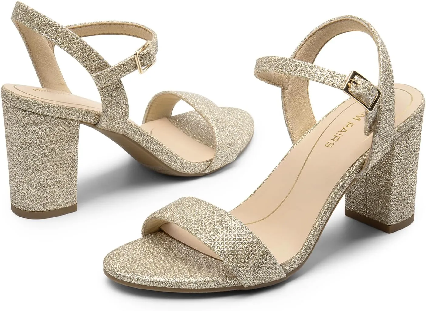 DREAM PAIRS Women's Chunky Heels Block Round Open Toe Ankle Strap Heel Fashion Wedding Party Comfort Dress Sandals Shoes