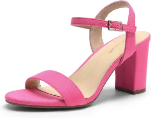 DREAM PAIRS Women's Chunky Heels Block Round Open Toe Ankle Strap Heel Fashion Wedding Party Comfort Dress Sandals Shoes