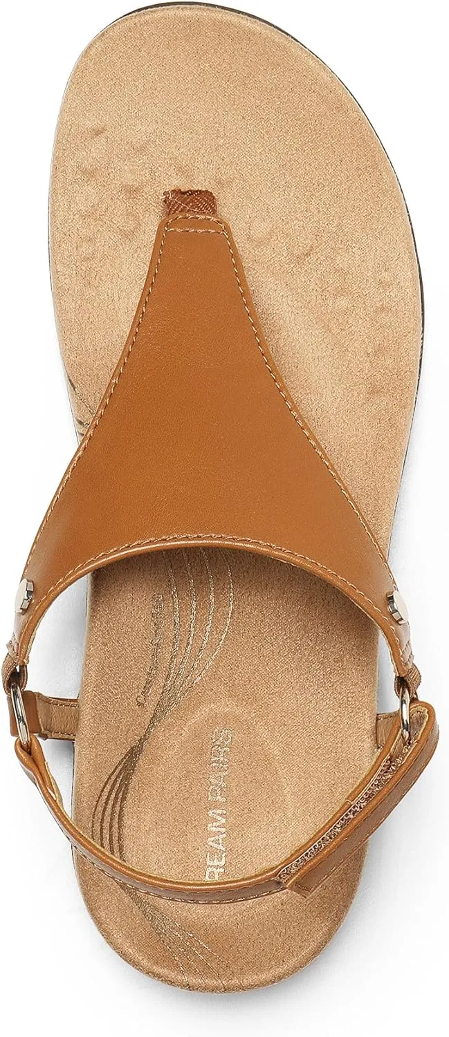 DREAM PAIRS Women's Flat Sandals Arch Support Orthopedic Comfortable Soft Cushion Summer T-Strap Walking Thong Sandals