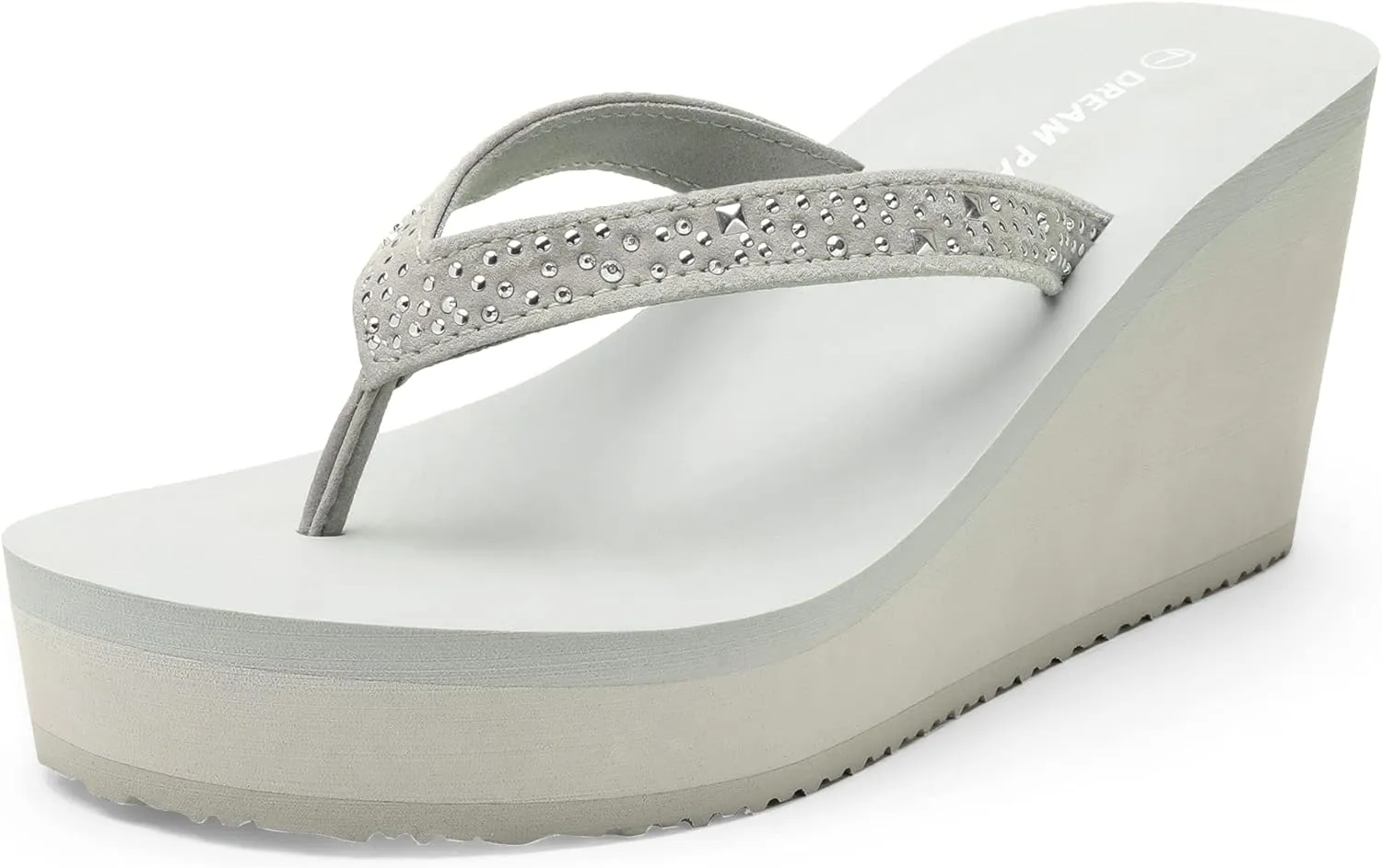 DREAM PAIRS Women's Platform Flip Flop Rhinestones Arch Support Comfortable Soft Cushion Wedge Flip Flops Summer Thong Sandals