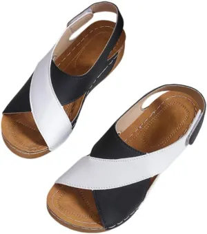DYJAGYO Women's Sandals 2024, Thick Sole Sandals, Colour Block Slope Heel Sandals, Orthopedic Sandals, Beach Sandals