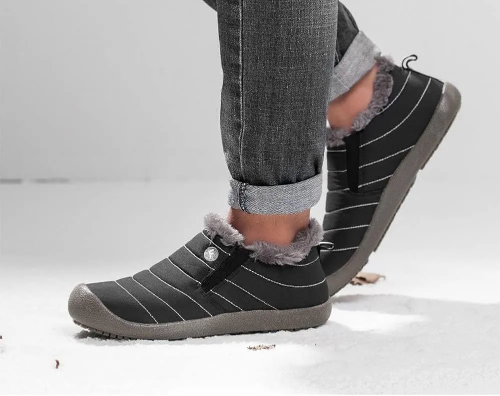 Eagsouni Womens Mens Snow Boots Winter Shoes Slip On Ankle Booties Anti-Slip Water Resistant Fully Fur Lined Outdoor Sneakers