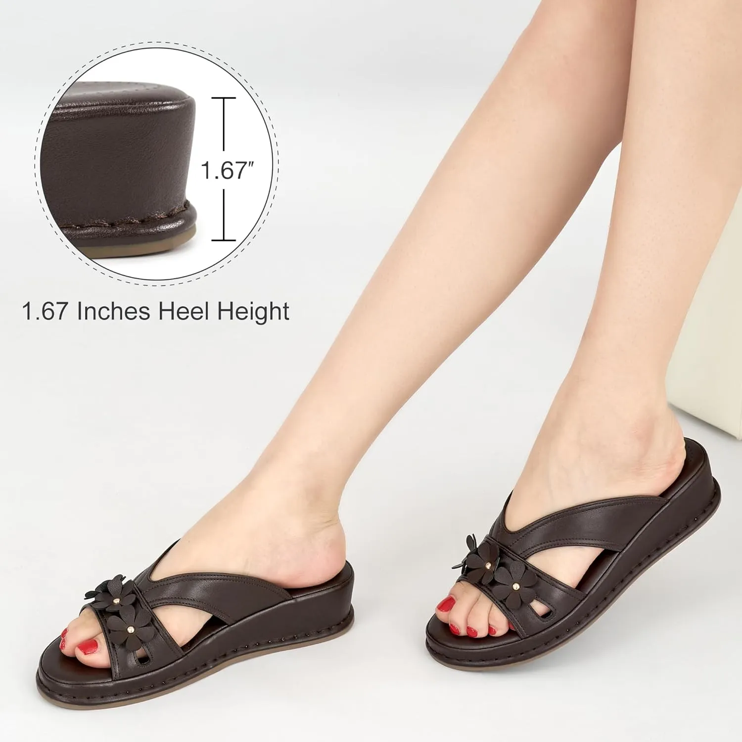 Ecetana Sandals for Women 2025 Wedge Slides Dressy Summer Comfortable Memory Foam Slip on Casual Platform Shoes