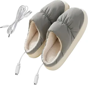 Electric Heated Slippers - Heating Boots Foot Warmers, Warmer Slippers | Rechargeable Battery Shoes Heat Foot Warmer with USB Charger, Heated Fleece Warming Shoes Cold Weather Slippers for Men Women