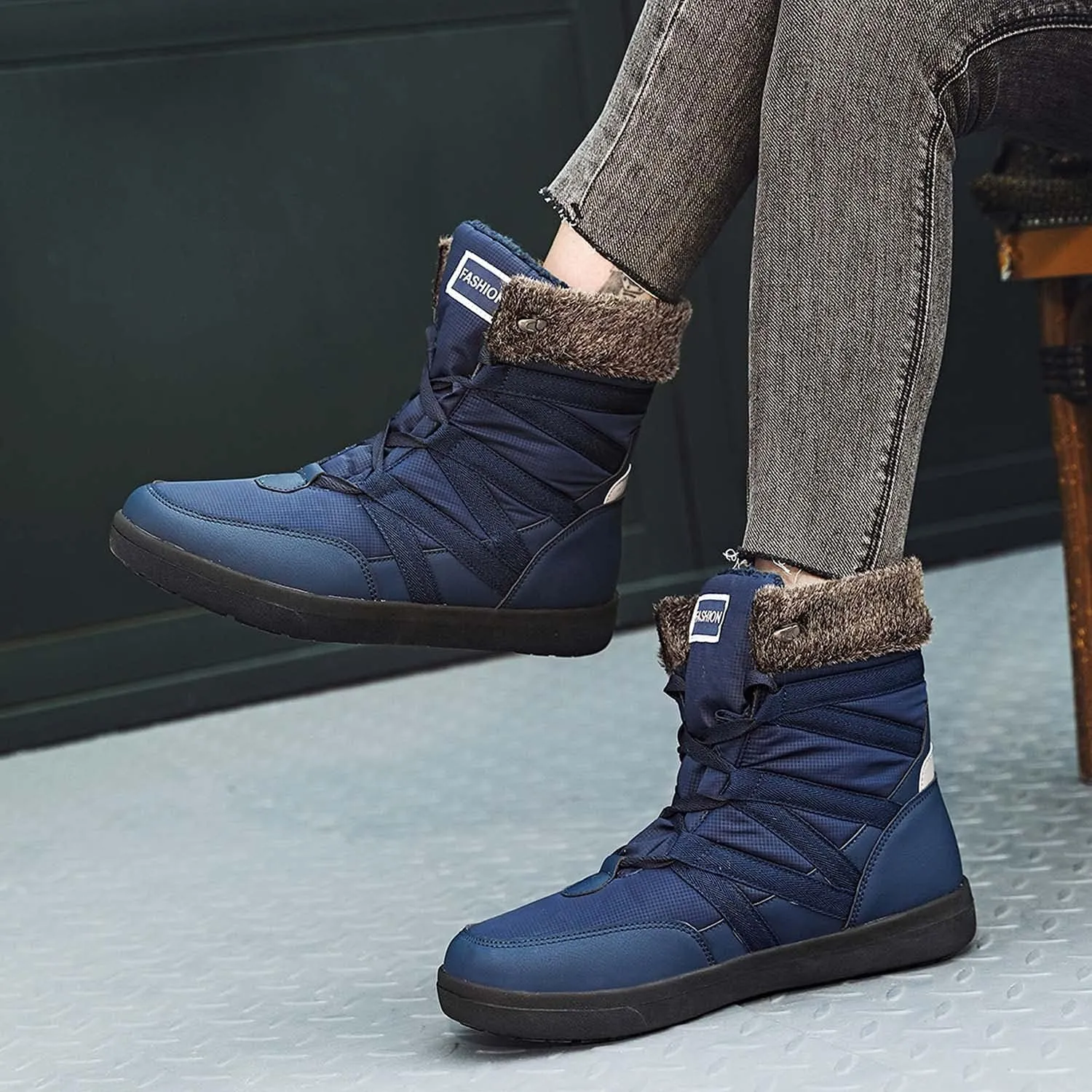 Eliogn Women's Snow Boots Winter Warm Plush Lining Non-slip Waterproof Outdoor Cotton Boots
