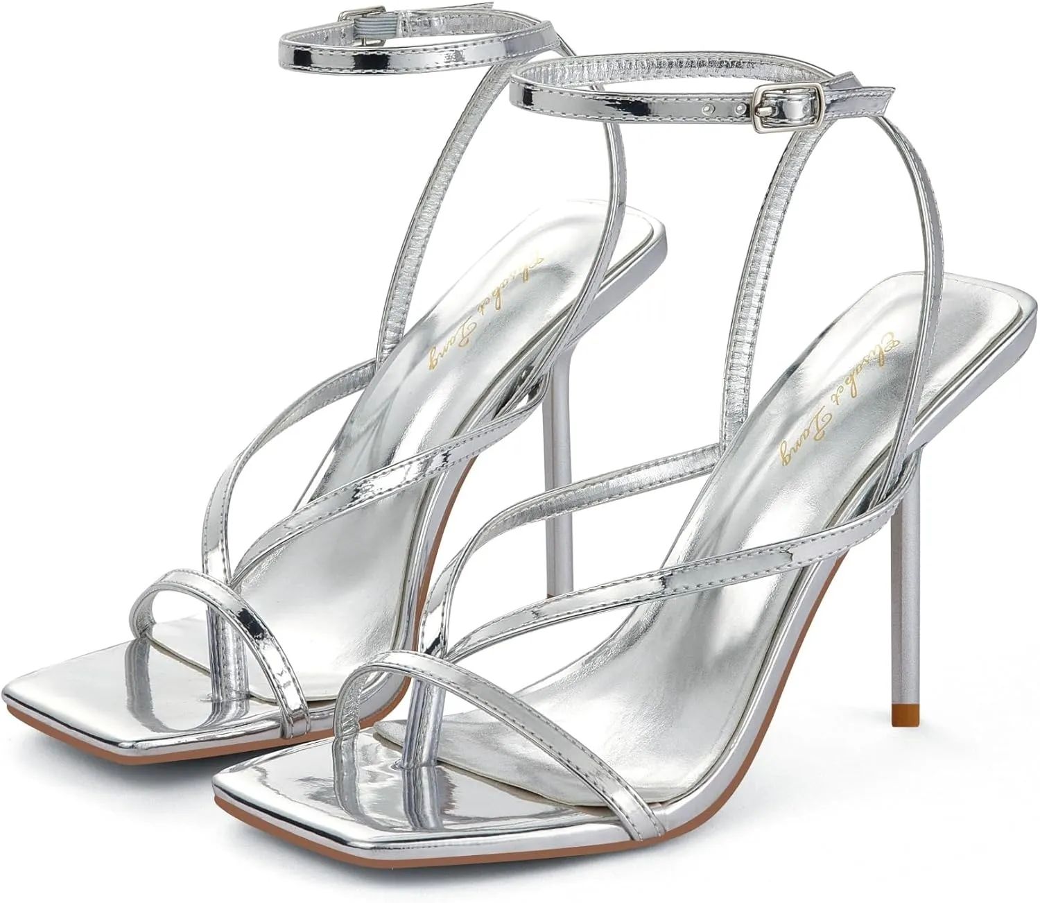 Elisabet Tang Women's Thong Heeled Open Toe Ankle Buckle Strap Heeled Sandals Stylish Dress Shoes