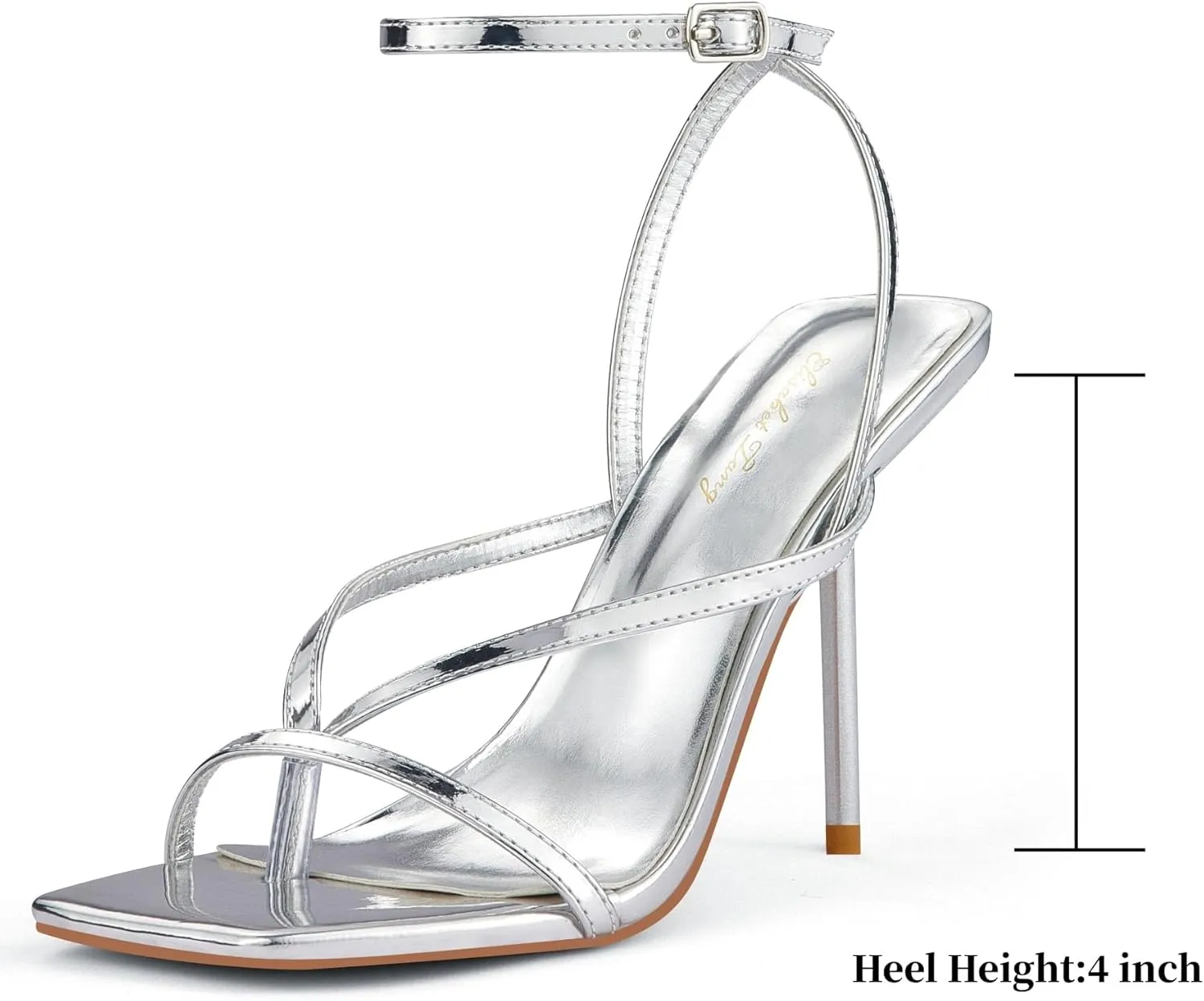 Elisabet Tang Women's Thong Heeled Open Toe Ankle Buckle Strap Heeled Sandals Stylish Dress Shoes