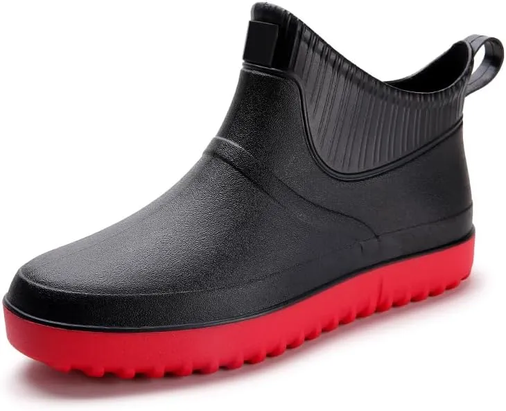 Enelauge Men's Outdoor Waterproof Rain Short Ankle Boots Nonslip Rubber Rain Car Wash Footwear Garden Shoes