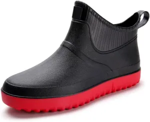 Enelauge Men's Outdoor Waterproof Rain Short Ankle Boots Nonslip Rubber Rain Car Wash Footwear Garden Shoes