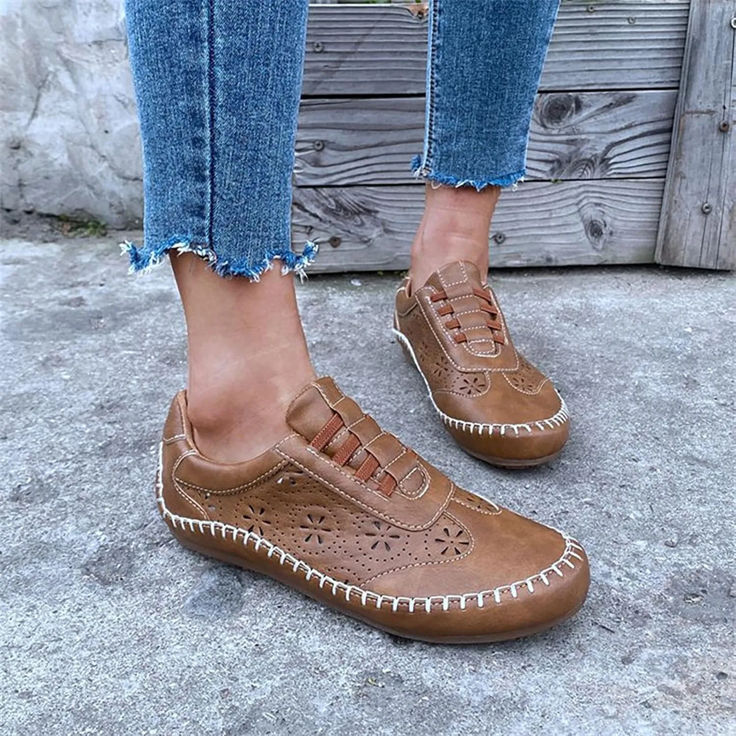 European and Foreign Trade New Women's Shoes Retro Art Hollow Slip Soft Sole Women's Single Advantage Sneaker - Women's