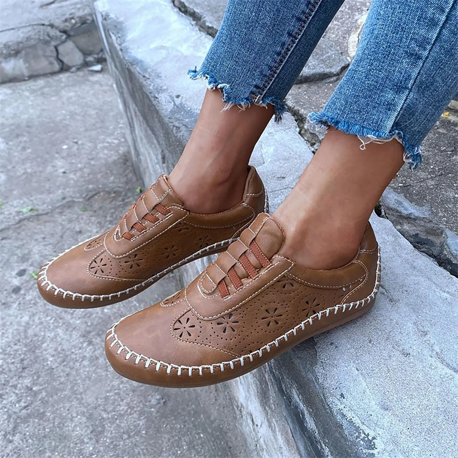 European and Foreign Trade New Women's Shoes Retro Art Hollow Slip Soft Sole Women's Single Advantage Sneaker - Women's