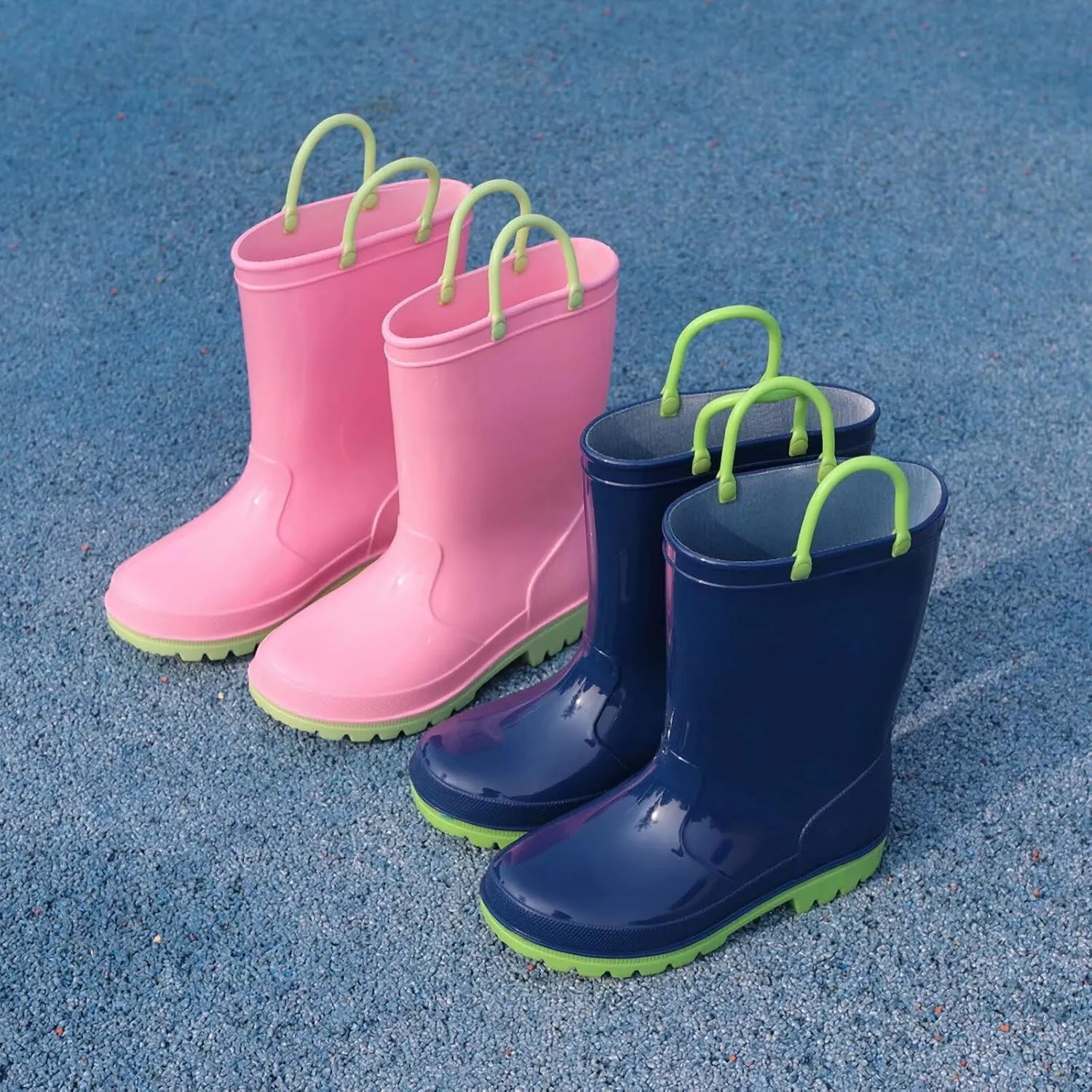 EUXTERPA Boys Girls Rain Boots Toddler Kids Waterproof Boots Children Lightweight Rain Shoes with Handles
