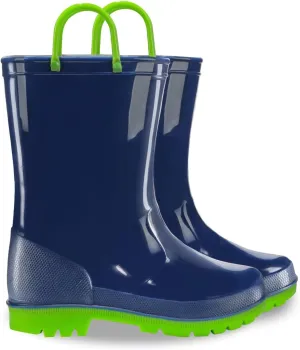 EUXTERPA Boys Girls Rain Boots Toddler Kids Waterproof Boots Children Lightweight Rain Shoes with Handles